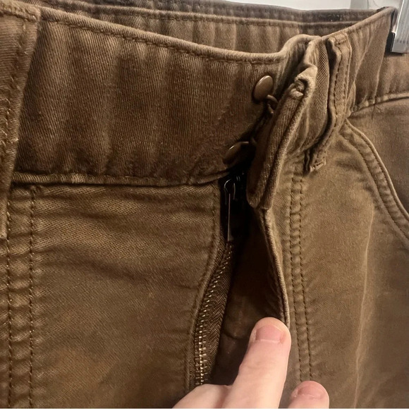 Uniqlo U Brown Denim Wide Leg Cropped Highwaisted 100% Cotton Pants Size 6 - Picture 5 of 13